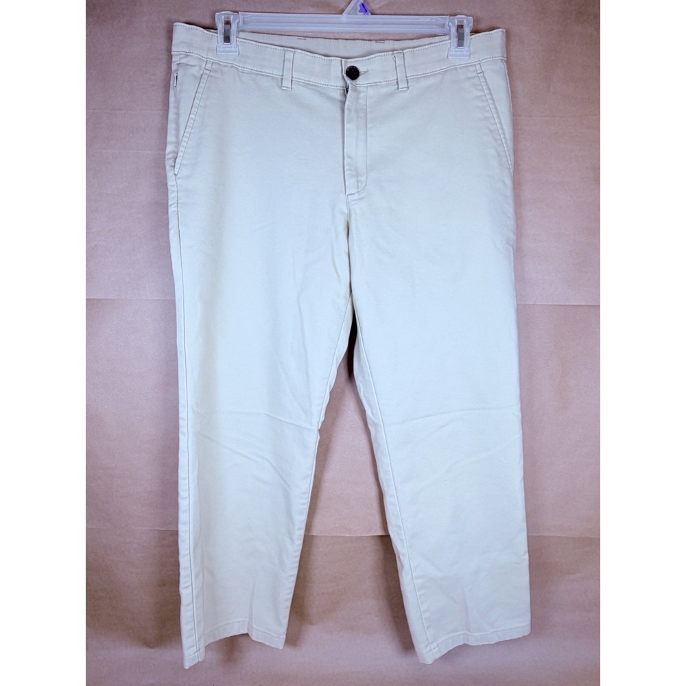 Alfani Mens Pants 33x30 Beige Khaki Stretch Cotton Blend Flat Front Straight